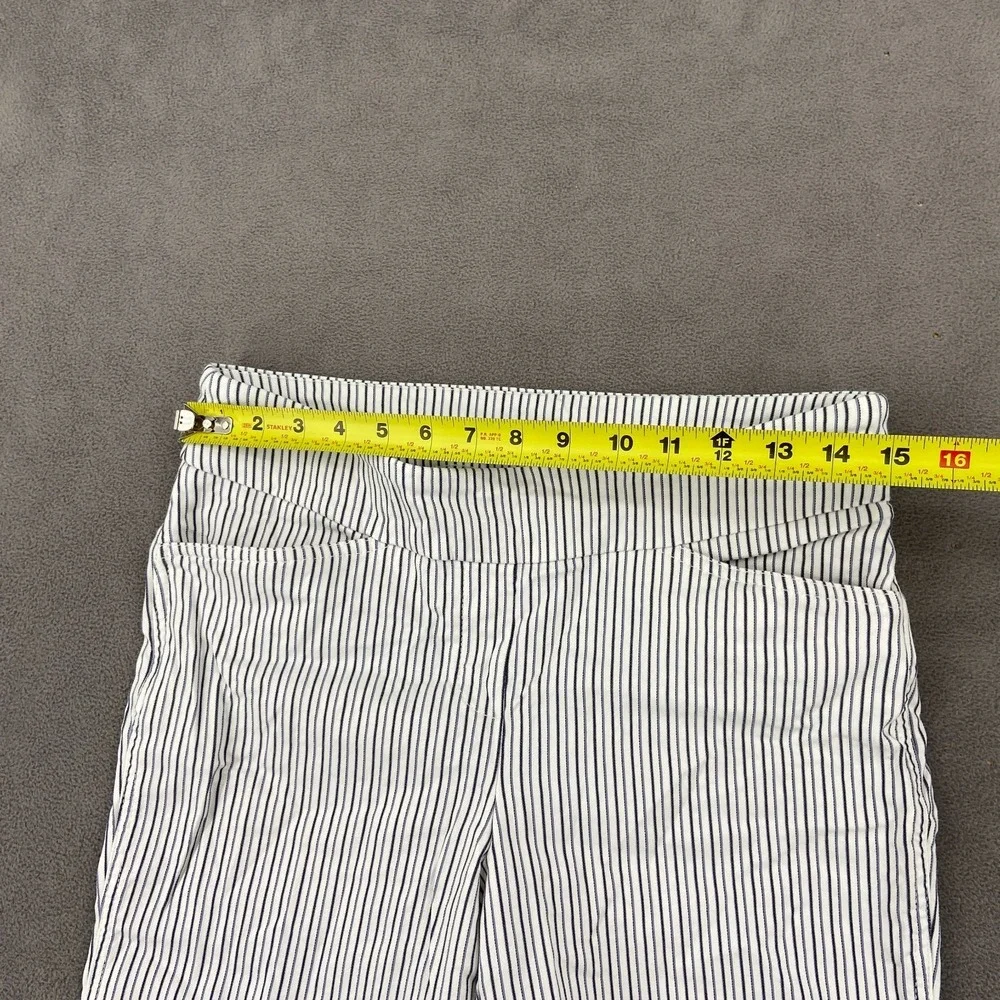 Hilary Radley Bermuda Shorts Womens Medium Blue White Pinstripe Stretch Mid Rise